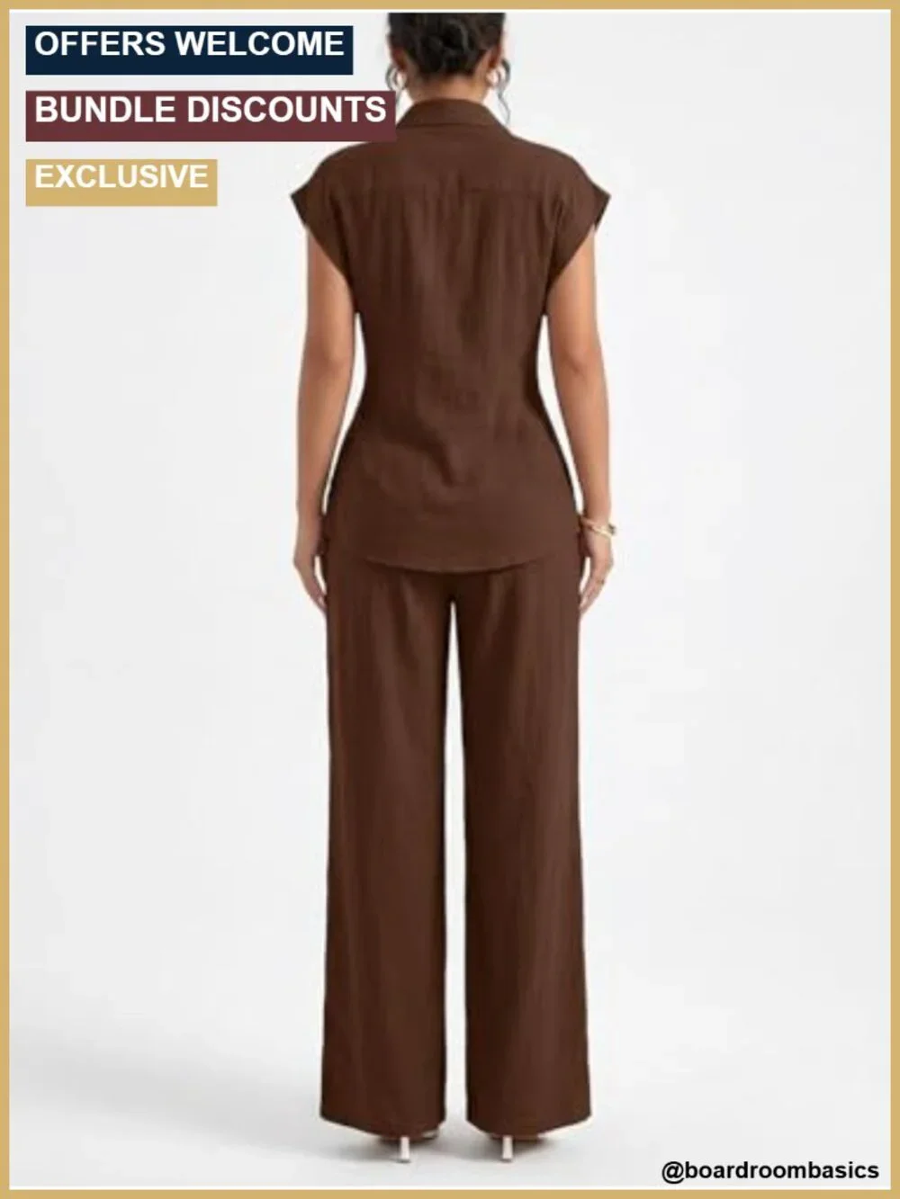 Women's Two Piece Cap Sleeve Tie Waist Wide Leg Pant Set